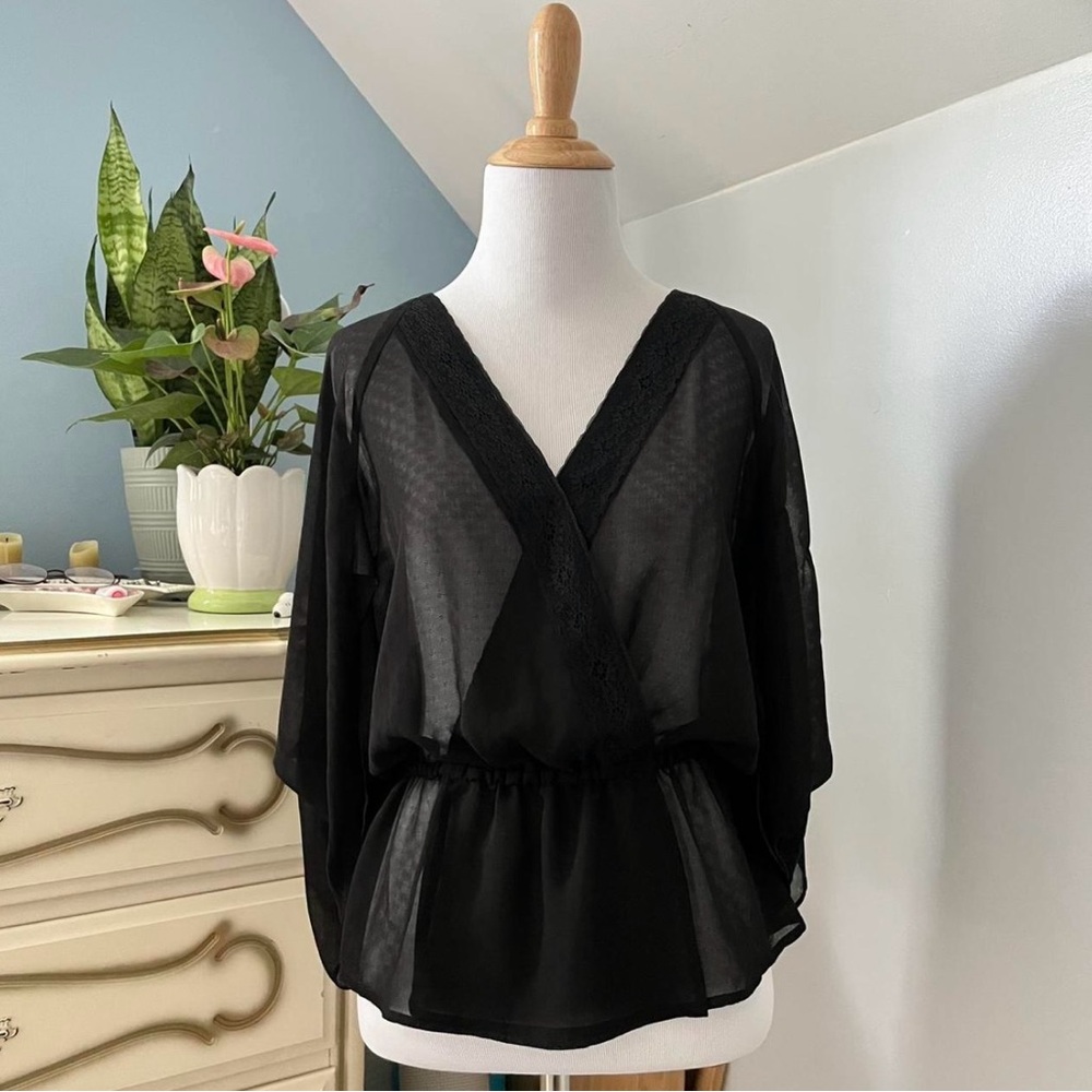 BCBGeneration Sheer Black Blouse
